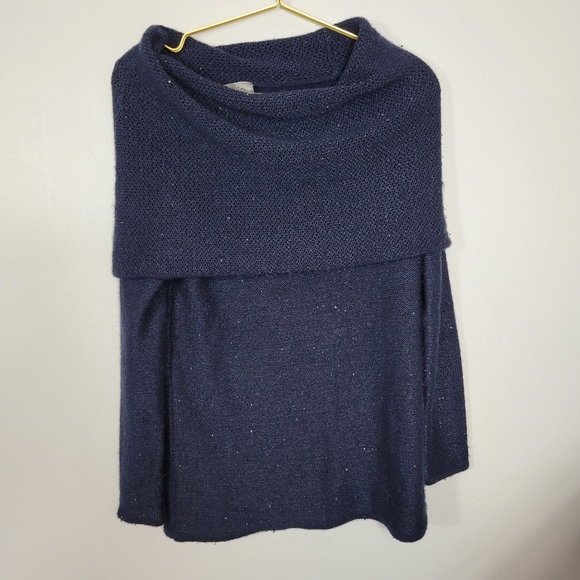 Small TSE Navy Sequin Cowlneck Sweater *Flawed* - Picture 1 of 7